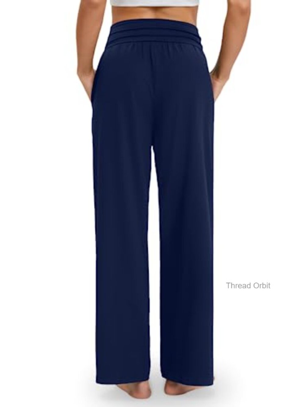 Wide Leg Yoga Pants with Pockets High Waisted Flowy Lounge Pajama Sweatpants - Picture 4 of 6